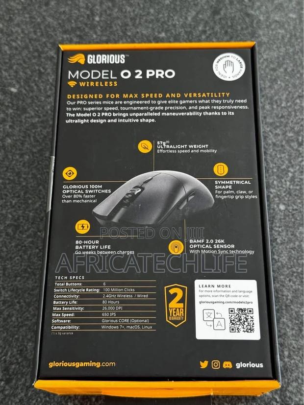 Glorious Model O 2 Pro Gaming Mouse With Optical Switches (Brand New) · Photo 3