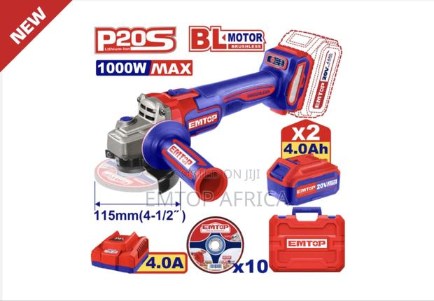 Elag271532 20v Brushless Angle Grinder 1000w 4.0ahx2 Batteries Charger