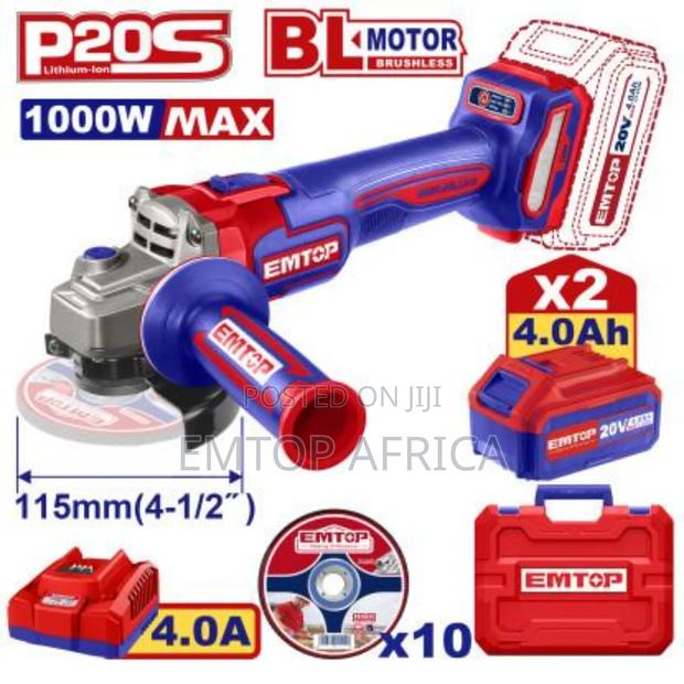 Elag271532 20v Brushless Angle Grinder 1000w 4.0ahx2 Batteries Charger photo 2