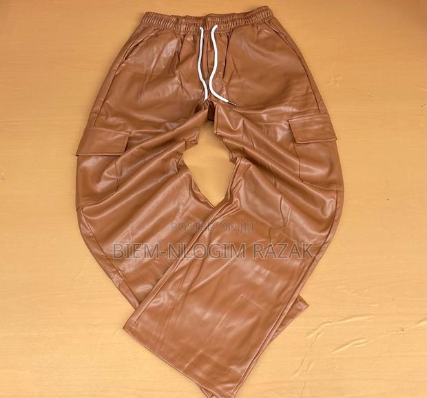 Cargo Leather Pants Available in Stock