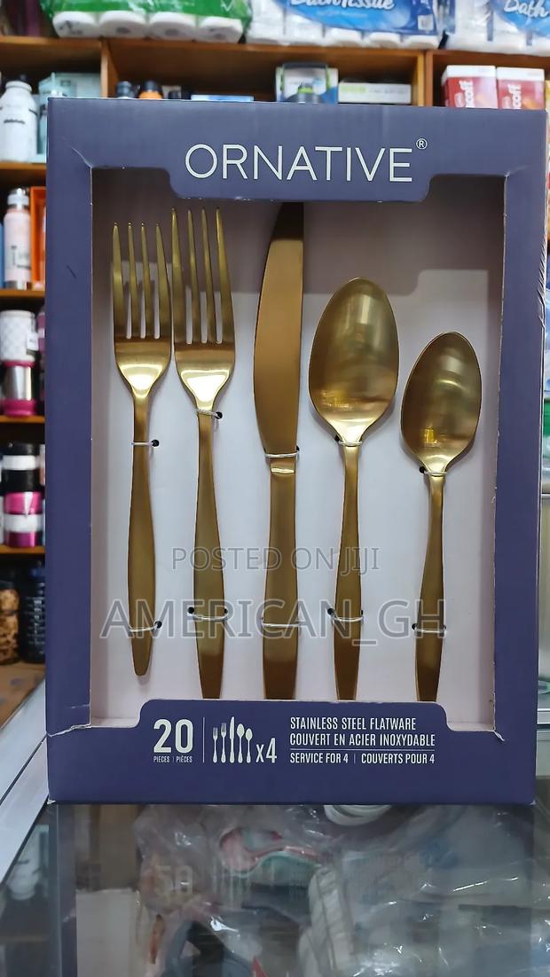 Ornative Flatware Stainless Steel, Matte-Gold Finish, 20pc Set · Photo 3