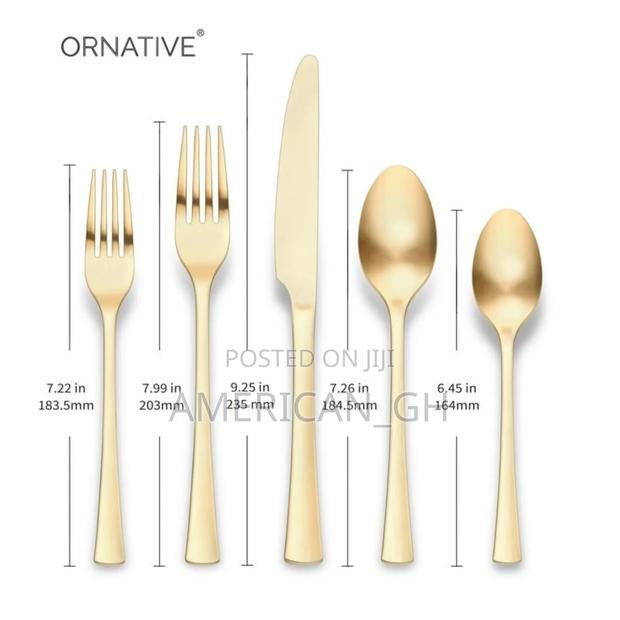 Ornative Flatware Stainless Steel, Matte-Gold Finish, 20pc Set · Photo 4