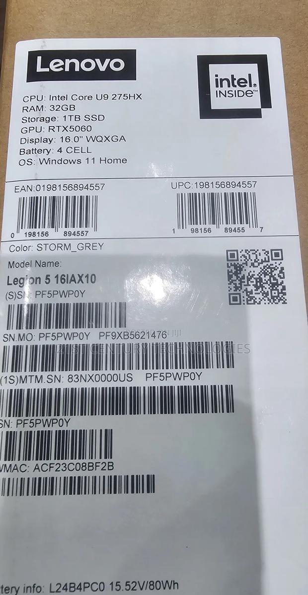 New Laptop Lenovo Legion 5i 32GB Intel Core Ultra 9 SSD 32GB · Photo 4