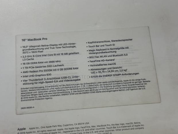 Laptop Apple MacBook Pro 2019 16GB Intel Core I9 SSD 1T photo 5