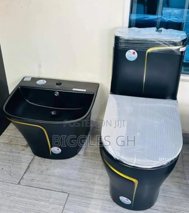 Black and Gold Wc With Basin Complete · Photo 4
