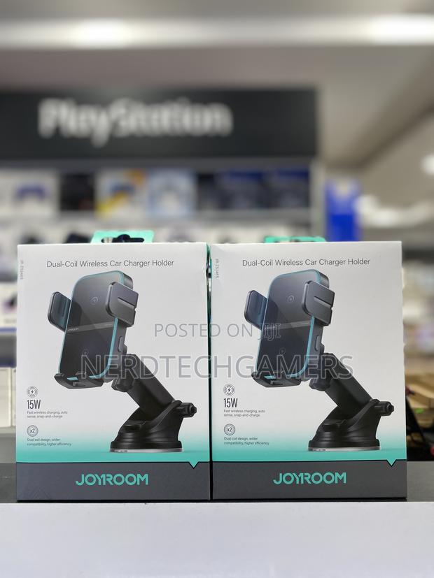 Joyroom 15w Dual-Coil Wireless Car Charger Holder (Dashboard) Black · Photo 3
