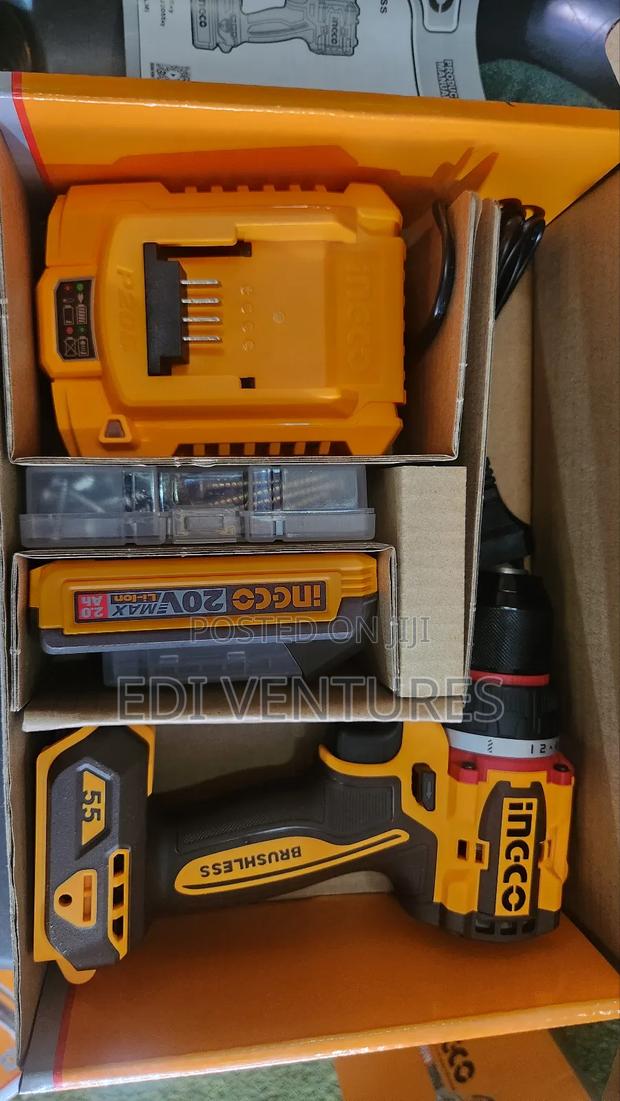 Ingco Cordless Brushless Compact Drill - Battery Charger 55nm 20v photo 2