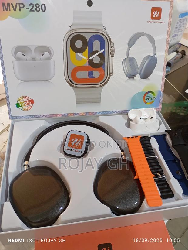 MVP-280 Combo Pack – Smart Watch + Headphones + Airpods - Black photo 2