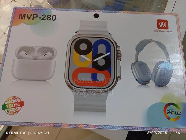MVP-280 Combo Pack – Smart Watch + Headphones + Airpods - Red photo 2