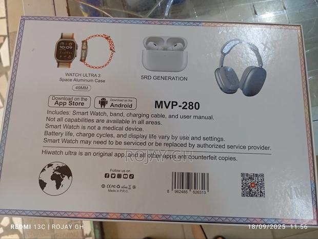 MVP-280 Combo Pack – Smart Watch + Headphones + Airpods - Red photo 3