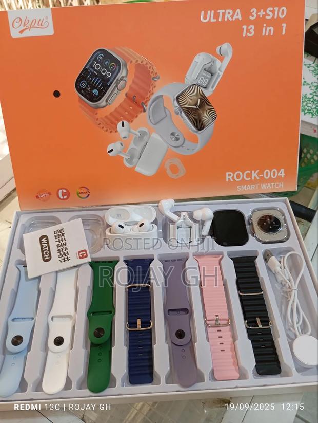 13-in-1 Ultra 3 + S10 Smart Watches, 2 Airpods, 7 Steps - Black photo 2