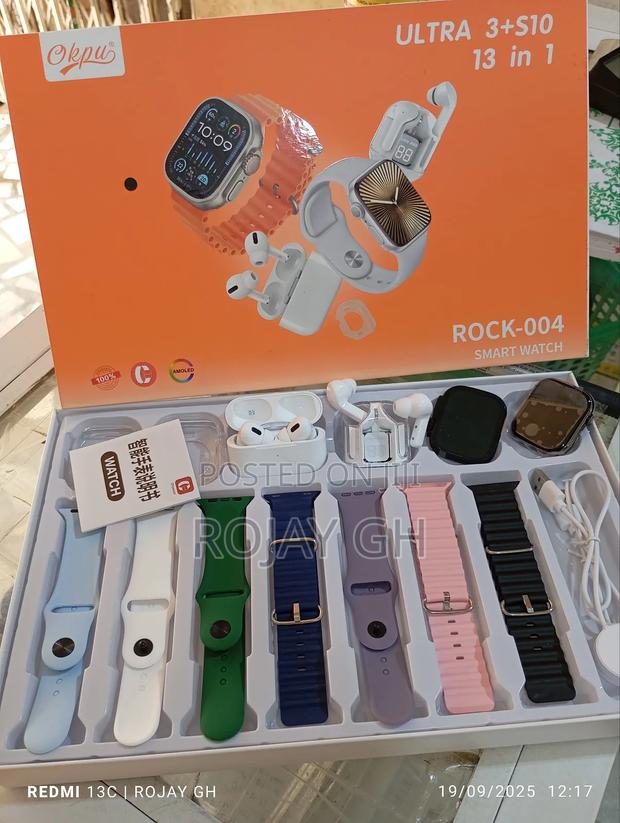 13-in-1 Ultra 3 + S10 Smart Watches, 2 Airpods, 7 Steps - Black photo 4