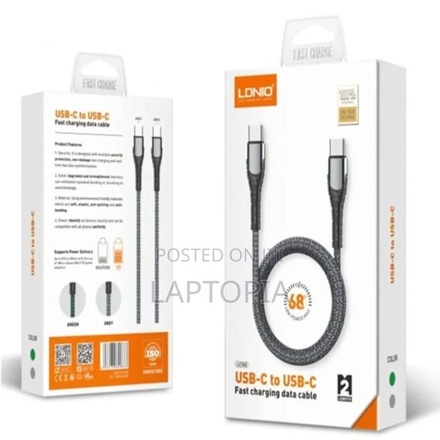 Type-c To Type-c Fast Charging Cable – 65w | 2m (Grey) photo 3
