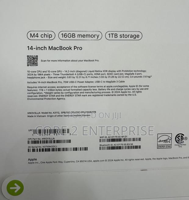 New Laptop Apple MacBook Pro 2024 M4 14-Inch 16GB Apple M4 SSD 1T photo 3