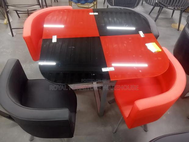 Red and Black Design Finish Tempered Glass Dining Set · Photo 3