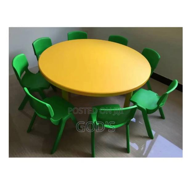 Kids Round Yellow Study Table and Chairs