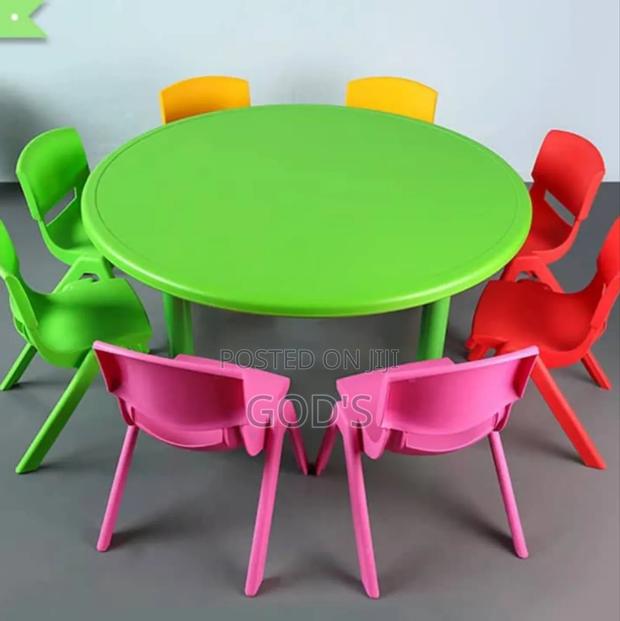 Kids Study Table and Chairs Rounded