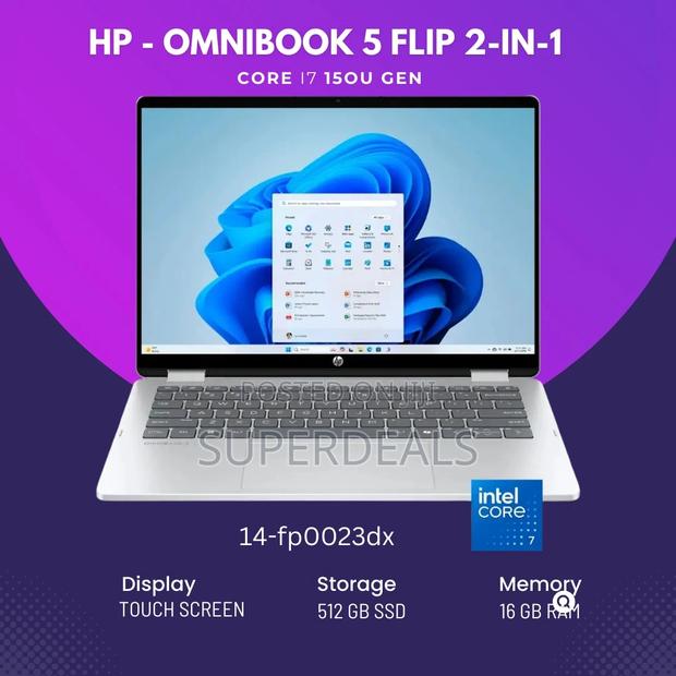 New Laptop HP OmniBook 5 Flip 14-fp0023dx 16GB Intel Core i7 SSD 512GB