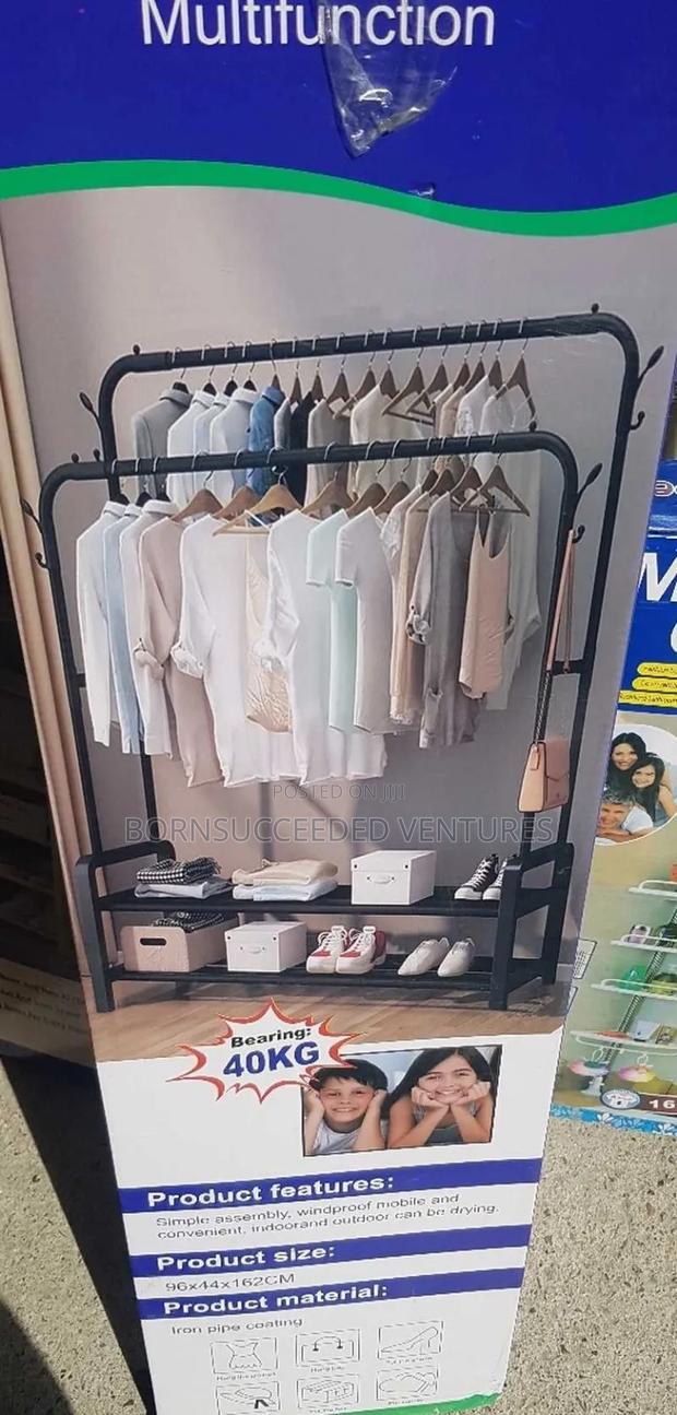 Double-Rod Metal Clothing and Shoes Rack · Photo 2