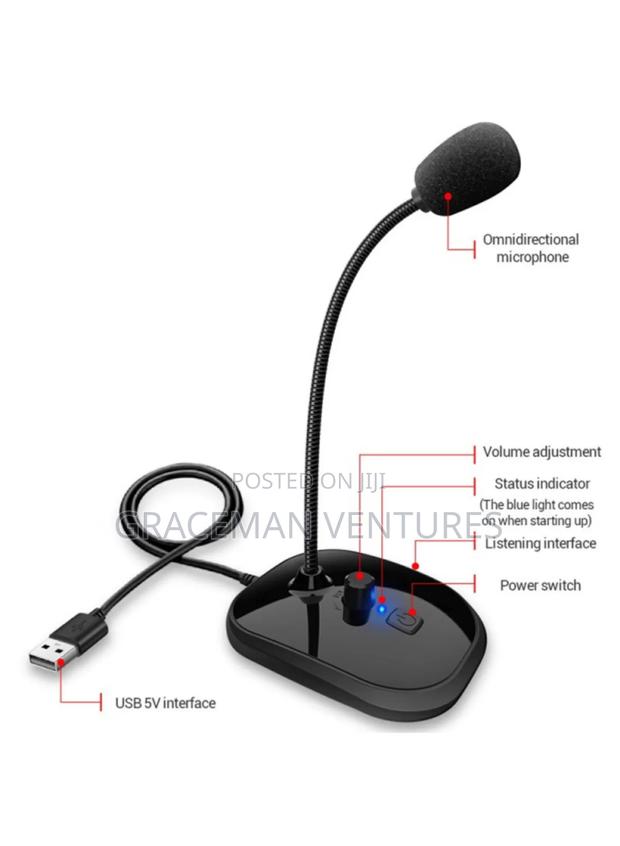 5v Gooseneck Usb Wired Microphone Desktop Condenser Mic