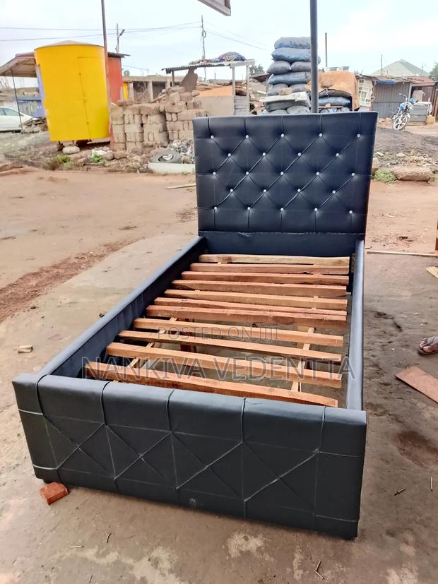Black Leather One and Half Bedframe · Photo 2