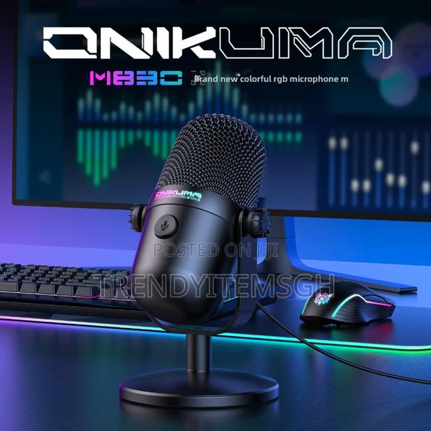 RGB Light Wired Condenser Microphone Noise Reduction Recording Mic photo 2