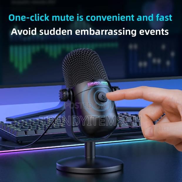 RGB Light Wired Condenser Microphone Noise Reduction Recording Mic photo 3