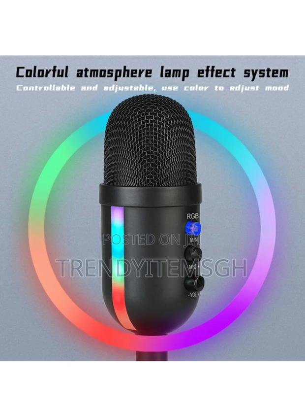 Condenser Microphone With RGB Light Professional Desktop Cardioid Mic photo 4