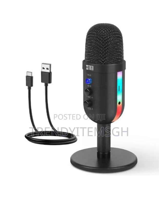 Condenser Microphone With RGB Light Professional Desktop Cardioid Mic