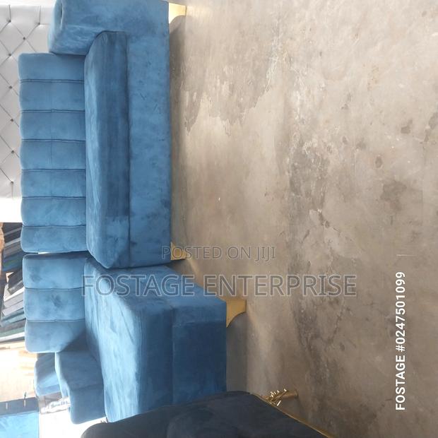 Sectional L Shape Sofa Blue Black With A Table
