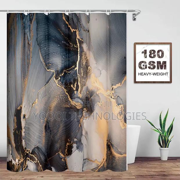 4pcs Marble Patterned Bathroom Shower Curtain Set photo 3