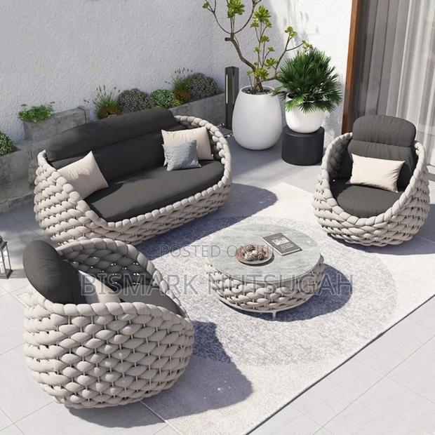 Outdoor Woven Sofa Set With Table photo 2