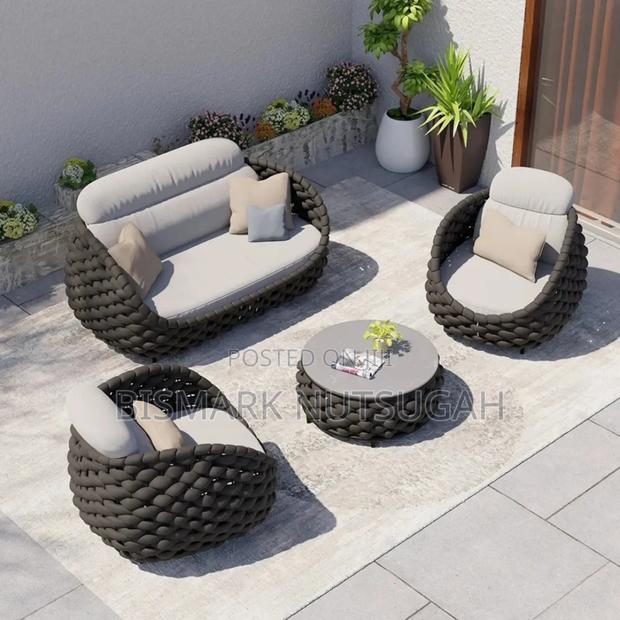 Outdoor Woven Sofa Set With Table photo 3