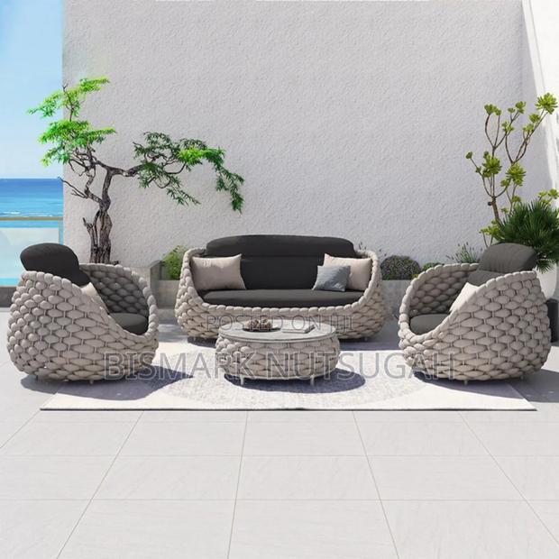 Outdoor Woven Sofa Set With Table photo 4