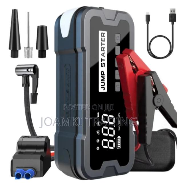Car Jump Starter With Tyre Inflator, 4000a Peak Current, 24,000mah