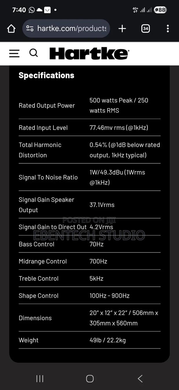 Bass Guitar Amp Combo Hartke Hd508 For Rent photo 8