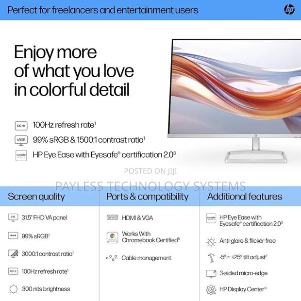 Hp 532sf Monitor-31.5 Inches FHD Lcd|Va|Vga|Hdmi|Black photo 2