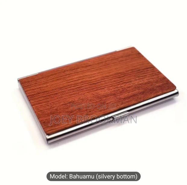 Solid Black Walnut Flip-Top Business Card Holder