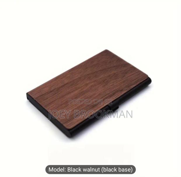 Solid Black Walnut Flip-Top Business Card Holder photo 2