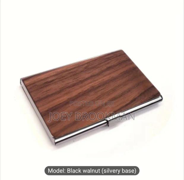 Solid Black Walnut Flip-Top Business Card Holder photo 3