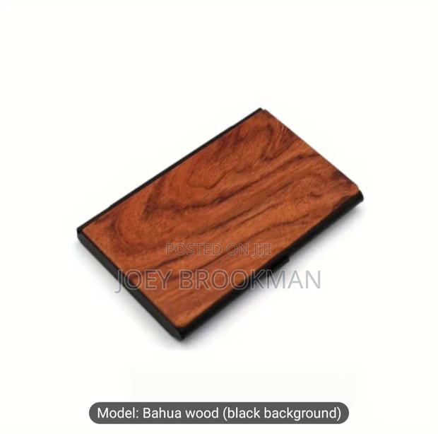 Solid Black Walnut Flip-Top Business Card Holder photo 4