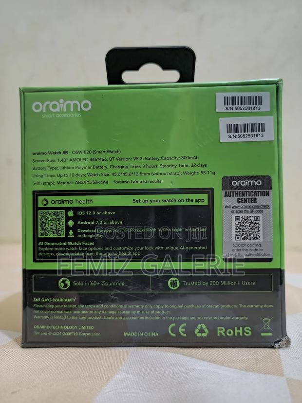 Oraimo Watch 5r 1.43'' Amoled Ip68 Smart Watch photo 2
