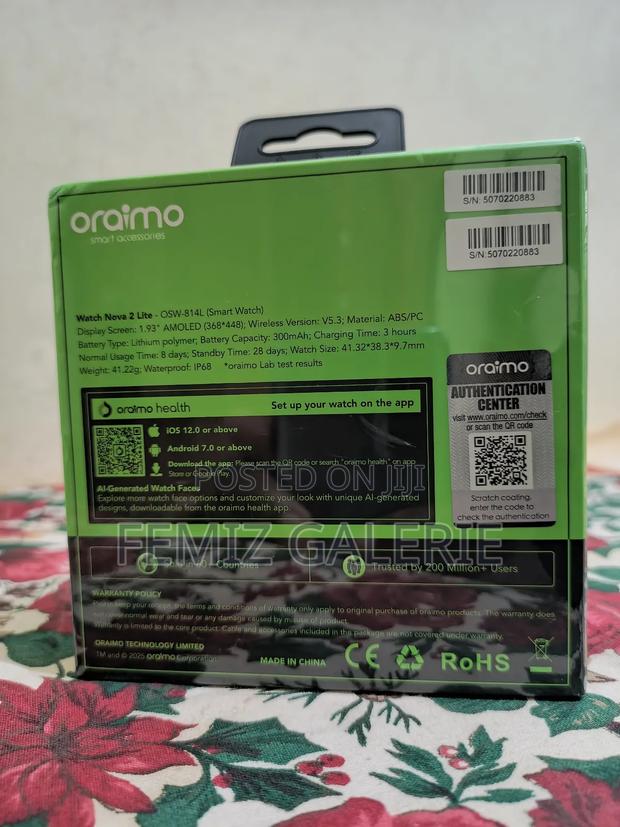 Oraimo Watch Nova 2 Lite 1.93'' Amoled Touch Color Screen Smart Watch photo 3