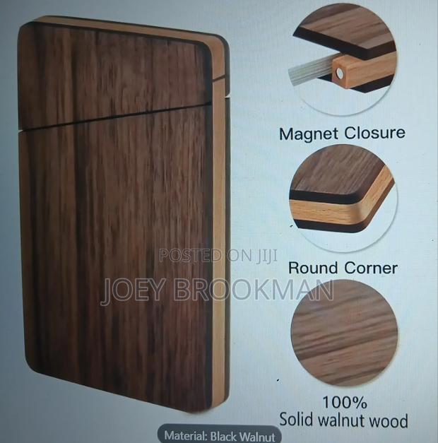 Walnut Wood Business Card Holder - Ic Closure Portable Slim Card photo 2