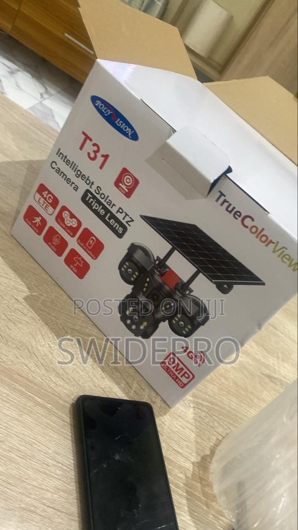 3 Lens (Tripple Lens) 4g Solar-Powered PTZ Outdoor CCTV Camera V380pro photo 2