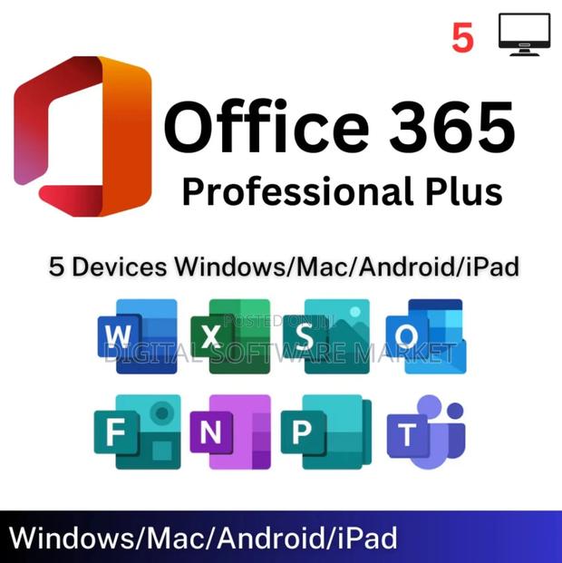 Office 365 Pro Plus – Lifetime Up to 5 Devices + 100gb Cloud Storage)
