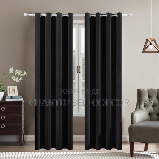 Black Solid Thermal Insulated Blackout Curtains 300ghc (2pcs