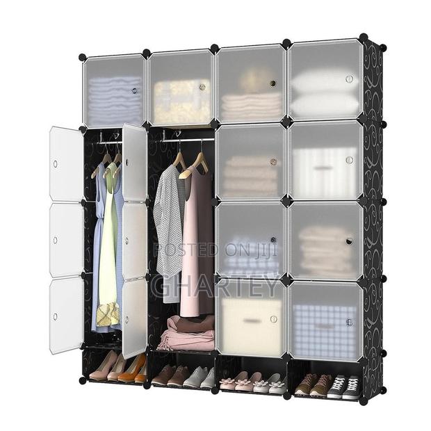Modern Black With Transparent Doors Modular 16 Cubes Wardrobe Closet · Photo 3
