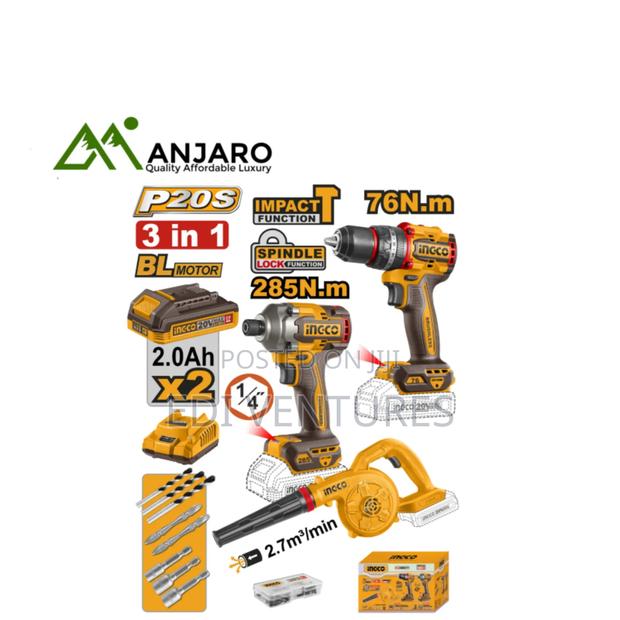 Ingco Cordless 20v Impact Drill Impact Driver 285nm Blower 2 Battery photo 2