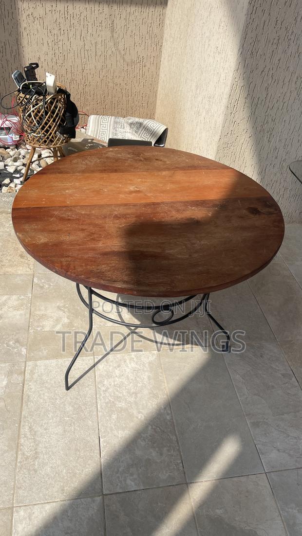 Large Brown Table With Metal Legs photo 2